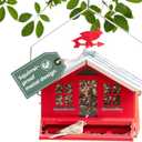 Perky-Pet Squirrel-Be-Gone II Country House Bird Feeder with Weathervane - 8 lb Seed Capacity - Squirrel Proof Wild Bird Feeder for Outdoors - Durable Construction - Rustic Outdoor Decor - 338, Red