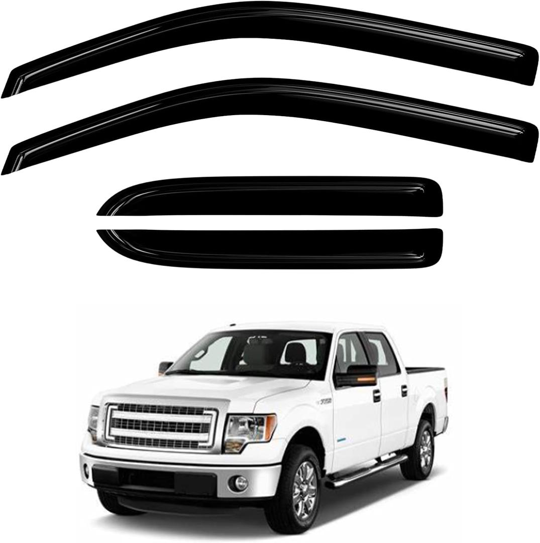 Window Rain Guards Compatible with 2004 Ford F150 Pickup,for 2005-2013 F150 Pickup,for 2007-2013 F150 Pickup,for 06 F150 Pickup Harley-Davidson Edition Vent Shades