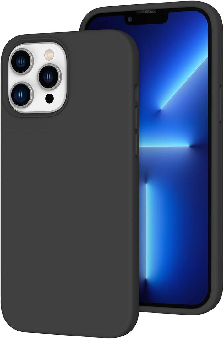 K TOMOTO Compatible with iPhone 13 Pro Max Case for Women, [Drop Protection] [Anti-Fingerprint] [Anti-Scratch] Shockproof Soft-Touch Silicone Phone Case for iPhone 13 Pro Max 6.7", Black