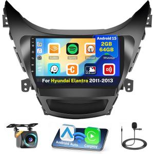 2+64G Radio for Hyundai Elantra 2011 2012 2013 Stereo CarPlay Android 15 Touch Screen 9" Headunit Android Auto Bluetooth GPS Hi-Fi Backup Camera