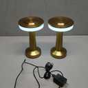 JHPGEOE Cordless Metal Desk Lamp, Touch Sensor Control LED Table Lamp,3 Color Stepless Dimmable Battery Powered Lamp for Living Room, Dorm, Home Office (Gold) 2 PCS
