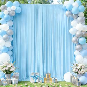10x10ft Blue Backdrop Curtains for Baby Shower, Wrinkle Free Blue Curtains Photo Backdrop Drapes for Photography Weddings Birthday Soft Fabric Party Backgournd for Photoshoot 5x10ft, 2 Panels
