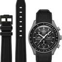BONACE Bands for Moonswatch Watch,Curved SIlicone Strap Compatible with Omega X Swatch 20mm Watch,Swatch Omega Moonswatch Speedmaster Replacement No Gap Strap Men Women (All Black)