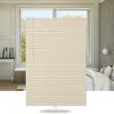 SEEYE Cordless Mini Blinds Aluminum Venetian Blind Horizontal Window Shades, 1" Slat Size - Rooming Darkening Blinds Anti-UV & Waterproof for Bedroom, Office, Easy to Install, 40" W x 64" H, Beige
