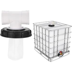 PATIKIL T-Shape IBC Lid Filter Cover 163mm Plastic Ton Barrel Cover with Washable Nylon Filter IBC Tote Hose Adapter IBC Tank Container for Rain Tank 1000L IBC Tank, Black White