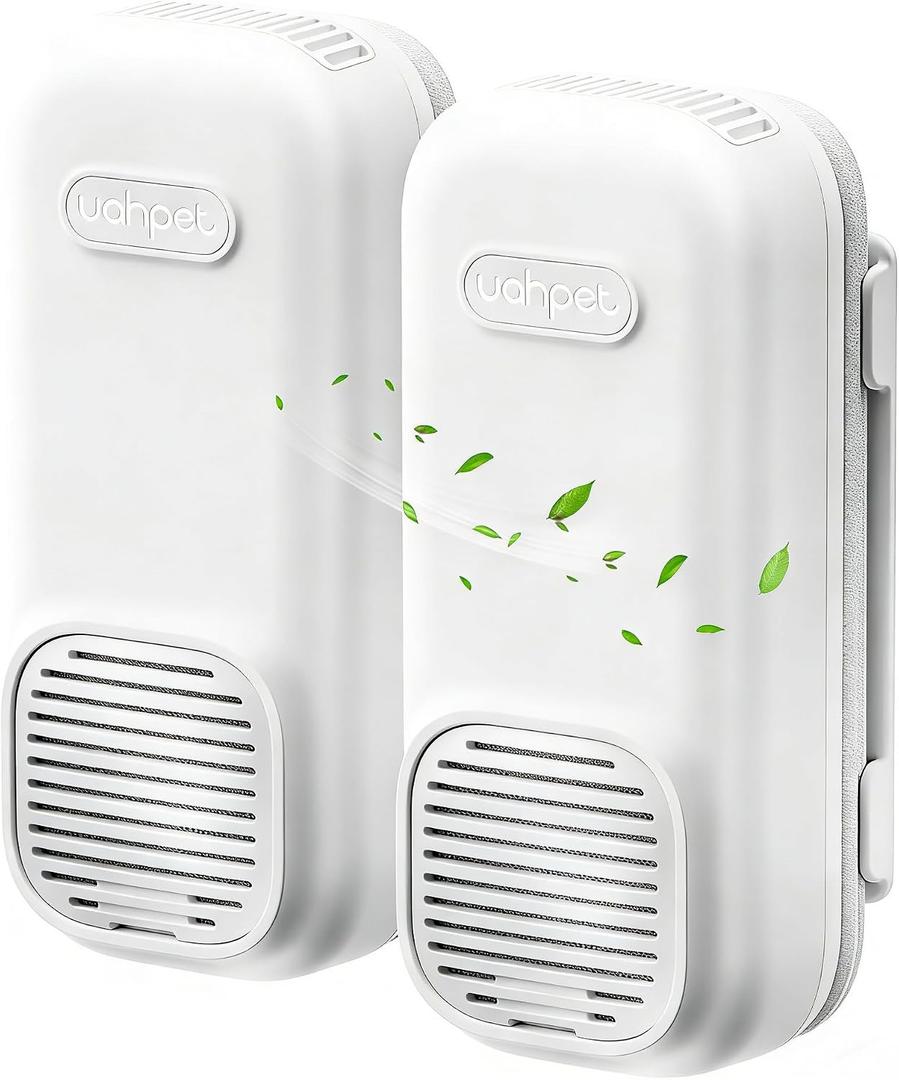 uahpet Bathroom Air Freshener, Plug in Air Purifier with Negative Ion, Nano & Fan-Powered, No Scent & No Refills Triple Home Deodorizer for Toilet, Bathroom, Kitchen, Garage Odors (2 Pack)