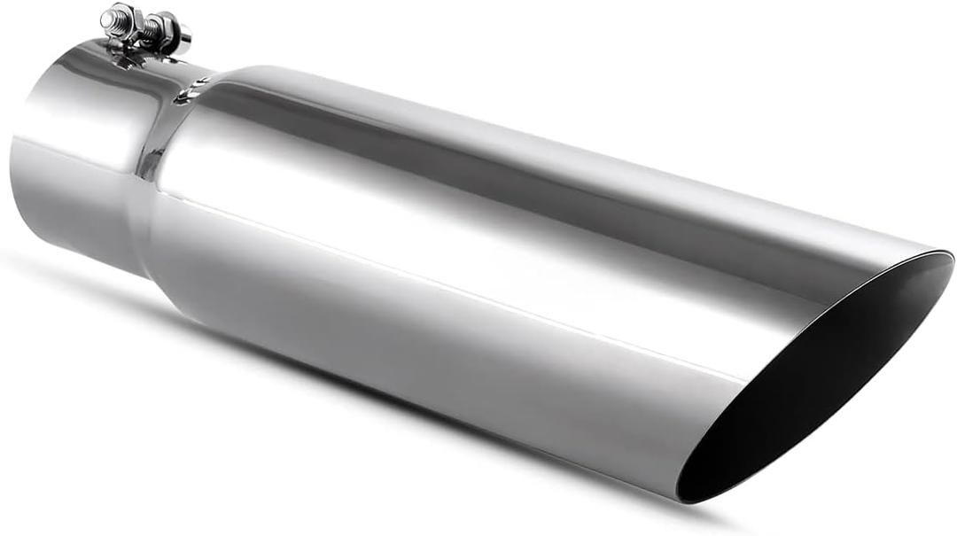 YITAMOTOR 2.75 Inch Inlet Exhaust Tip, 2.75" Inlet 3.5" Outlet 12" Overall Length Chrome Polished Stainless Steel Exhaust Tailpipe Tips (Silver)