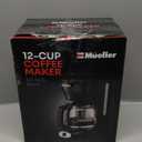 Mueller 12-Cup Drip Coffee Maker - Borosilicate Carafe, Auto-Off, Reusable Filter, Anti-Drip, Keep-Warm Function, Clear Water Level Window Coffee Machine, Kitchen Essentials & Accessories (Black)