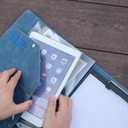 Padfolio Portfolio Leather Binder, Interview Legal Document Organizer, Padfolio Clipboard Folder, Business Card Holder Included 2pcs Letter Sized Writing Pad (Blue)