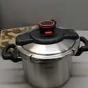 T-fal Clipso Stainless Steel Pressure Cooker, 6.3 Quart, Induction Cookware, Secure Locking System, One Hand System, Recipe Book Included, Pots and Pans, Kitchen, Silver