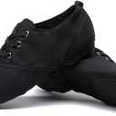 MSMAX Jazz Boots for Girls Lace-up Dancing Sneakers for Boys (Size 39/7.5, Low-top Black)