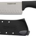 Farberware Edgekeeper 5-Inch Santoku Knife with Self-Sharpening Blade Cover, High Carbon-Stainless Steel Kitchen Knife with Ergonomic Handle, Razor-Sharp Knife, Black (Black/Gray)
