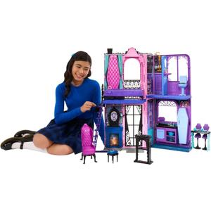 Monster High Boo-tique Hotel Doll House, Foldable Playset with Spooky Surprises in Every Room and 13+ Pieces Including Furniture and Accessories