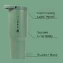 HydroJug Sport - Stainless Steel Tumbler with Straw, Vacuum Insulated, 40oz Leakproof Water Bottle, Ergonomic Design, Reusable, Dishwasher Safe, Rubber Base, Durable for Gym or Outdoors, Sage