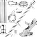 House Flag Pole, 5 FT Metal Spinning Flag Poles Kit, 1" Tangle Free Stainless Steel Flagpole with 360 Flagpole Rings & 2-Position Bracket for Outside House Porch Wall Mount for 3x5 Flag