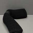 GRLYUH Black Long Bathroom Rug - Waffle Runner Bath Mat Non Slip Washable, Super Absorbent & Quick Dry, Boho Bath Mat Farmhouse Bathroom Decor, 24'' x 60'', Black