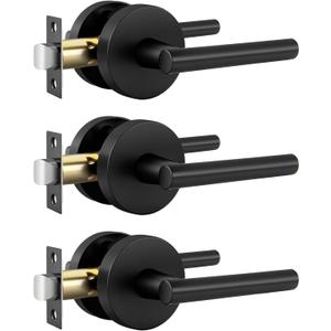 goldenwarm Matte Black Door Handles Passage, Zinc-Alloy Heavy Duty Black Door Handle for Hall and Closet, Lever Door Handles, Passage Door Hardware for Hallways, Closets and Laundry Rooms(3 Pack)