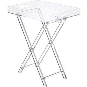 LIKENOW Furniture Acrylic Folding Tray Table, Side End Table,Clear,Modern,19x13 inch,23 inch High