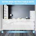 80 Inch Wide Baby Gate for Stairs Prevent Kid/Pet from Getting Through Retractable Outdoor Safety Gates for Toddlers Retractable Scratch-Resistant Mesh Dog Gate Indoor Doorway Gates for Pets, White