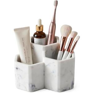 Resin Toothbrush Holders for Bathrooms, Electric Toothbrush and Toothpaste Holder,3 Slots Tooth Brush Organizer for Bathroom Countertop, Shower, Vanity