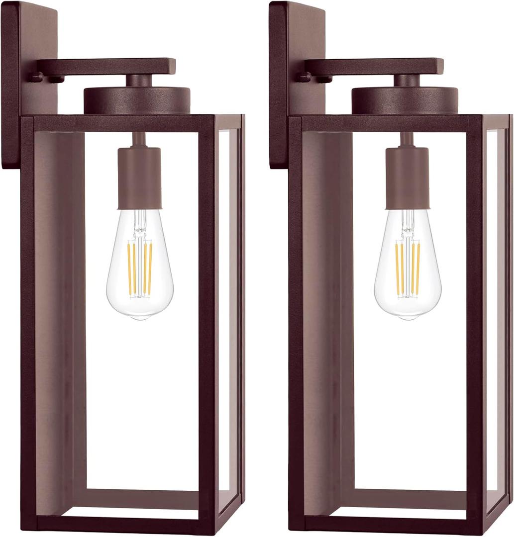 Large Size Outdoor Wall Light Fixtures, Exterior Lighting Fixtures Porch Sconces Wall Mounted, Waterproof Brown Outdoor Wall Lanterns Lamps, Outside Lights for House Patio Front Door Entryway, 2-Pack (Oil-Rubbed Bronze)