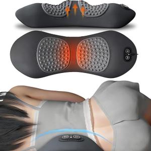 Smooth Triple Fusion Back Massager,3 in 1 Back Massagerr,Electric Lumbar Support Pillow Heat Vibration Massage Lower Back Spine Decompression Device Black
