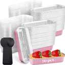 50 Pack Mini Loaf Pans with Lids and Spoons,Mini Cake Pans with Lids 6.8 oz, with Individually Wrapped SpoonsAluminum foil Baking Containe (Pink)