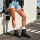 DREAM PAIRS Combat Boots Ankle Booties Lace-up Platform Side Zipper Lug Sole Boots Ankle Boots for Women 5.5