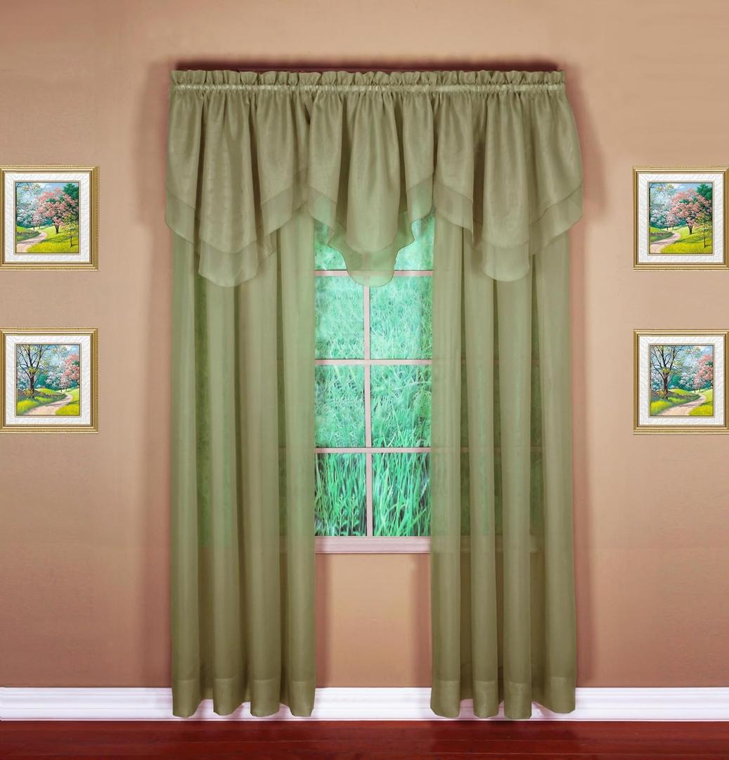 Today's Curtain Emelia Original Voile Panel 95", Dusty Leaf, 60" W x 95" L