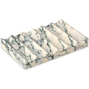 Luxury Marble Soap Dish Tray,Rectangle Stone Marble Soap Tray,Self Draining Soap Holder for Bathroom, Kitchen (Green Texture)