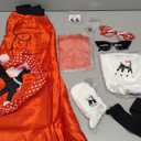 10Pcs Sock Hop Outfits Costume Women, 1950s Poodle Skirts, Poodle T-Shirt with 50s Accessories Set Scarf Headband Belt Socks Eyeglasses Earrings Red XL