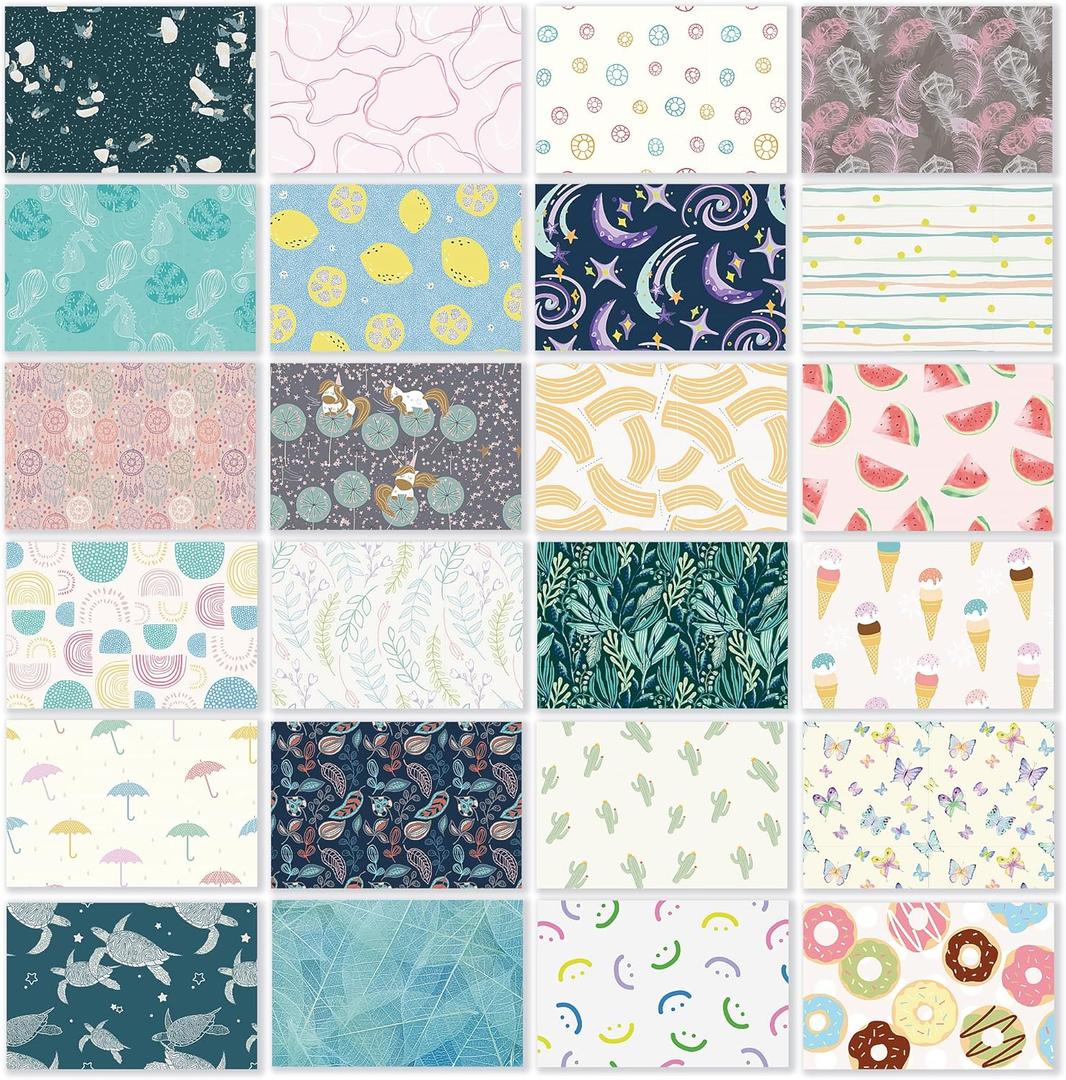 24 Pack Blank Greeting Cards for All Occasions, 4" x 6" Boxed Greeting Note Cards with Self-adhesive Envelopes, 24 Unique Designs - No Repeats