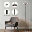 SIBRILLE Brown Torchiere Floor Lamp - 30W Dimmable LED Standing Lamp with Remote, 4 Color Temps, Stepless Dimming, 3000-6500K, 1800LM, 72in Tall Floor Light for Office Bedroom Living Room Corner