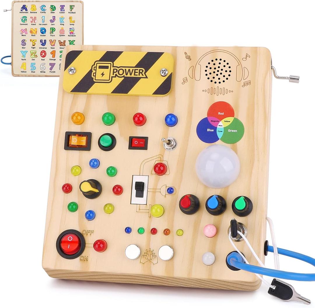 Sumsoltic Busy Board,Montessori Toys for 13 Year Old Boys & Girls,Travel Educational Learning Activities for Toddlers,Sensory Toy for Kids with Autism (Busy Board v5)