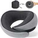 NOCRLG Travel Pillow, Travel Neck Pillow for Airplanes Car, 100% Pure Memory Foam Travel Pillow, Sleeping Essentials for Long Flight 360 Head Support Degree Comfort and Breathability (Grey)