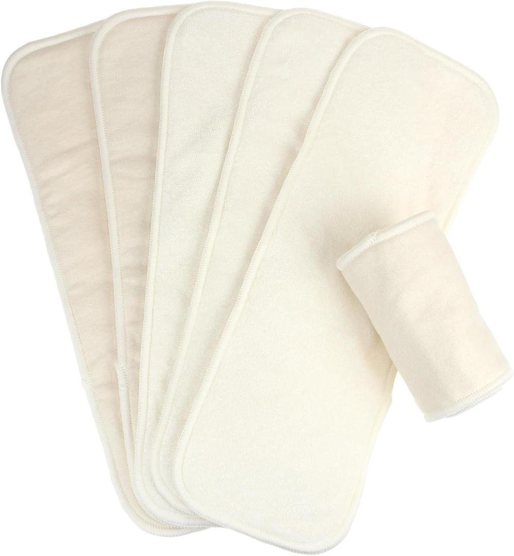 Mama Koala 6-Layer Natural Cotton Cloth Diaper Inserts, Adjustable and Reusable for Any Baby Cloth Diaper (Pack of 6)