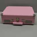 Pink Vinyl Record Player 3 Speeds Portable Suitcase Turntable with Built-in Dual Speakers, Bluetooth Gramophone with Built-in Battery 3.5mm Aux Input/RCA Output