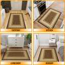 Ottomanson Area Rug 3'3" x 5' – Non Slip Rubber Backed Indoor Rug, Low Pile Accent Rug for Living Room, Bedroom, Entryway, Kitchen, Durable Floor Carpet, Border Dark Brown
