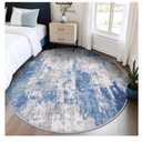 Washable Area Rugs 3ft Non-Slip Modern Abstract Soft for Living Room Entryway Bedroom Nursery, Print Pattern, Blue Grey Navy Gray