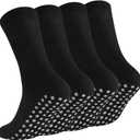 Non Slip Grip Socks for Men Women Crew Grippy Socks for Hospital Pilates Yoga,Gifts for Seniors Elderly M