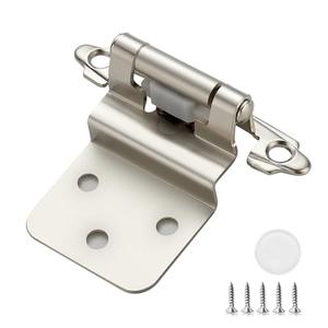 26 Pack (13 Pairs) 3/8 Inch Insert Kitchen Cabinet Hinges, Satin Nickel Self Closing Hinges for Kitchen Cabinet Doors, Semi-Concealed Cupboard Hardware, Face Mount Hardware, Silver