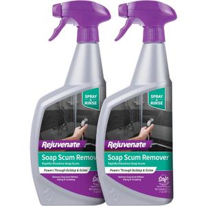 Rejuvenate Scrub Free Soap Scum Remover Shower Glass Door Cleaner Works on Ceramic Tile, Chrome, Plastic and More (2 Bottles x 24oz)