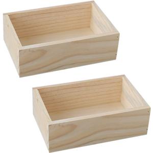 2 Pcs 7.5"  5"  2.4" Natural Wooden Succulent Planter Plant Container Box Window Boxes Rectangular Flower Pot Storage Box for Indoor Outdoor Home Venue Decor