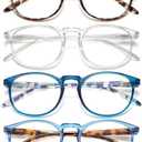 GIBLOGO Reading Glasses for Women/Men Eye Glasses Blue Light Reading Glasses Cheaters Eyeglasses (Black +2 Tortoise + 2 Blue + Clear)