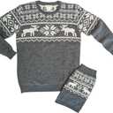 Matching Pet & Owner Sweaters - 100% Acrylic Christmas Sweater  Add Human and Dog Sweaters to Cart Separately (Human Unisex 2XL (fits Like Women's 2XL / Men's L), Grey Moose)