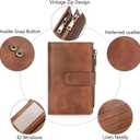 GOIACII Womens Wallets RFID Blocking Leather Trifold Clutch Wallet Credit Card Holder Ladies Purse 3 ID Windows Brown
