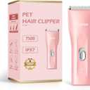 Dog Cat Home Hair Waterproof Clipper Portable Electric USB Rechargeable Pet Grooming Tools Low Noise Shaver Cordless Trimmer for Small and Large Pets (L006-pink)