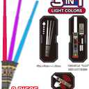 2-in-1 Light Up Swords Dual Saber(3 Color Changing Led), Fx Sound (Motion Sensitive) and Telescopic Handle for Galaxy War Fighter Warriors, Halloween Party Kid Gift, Christmas Birthday Present