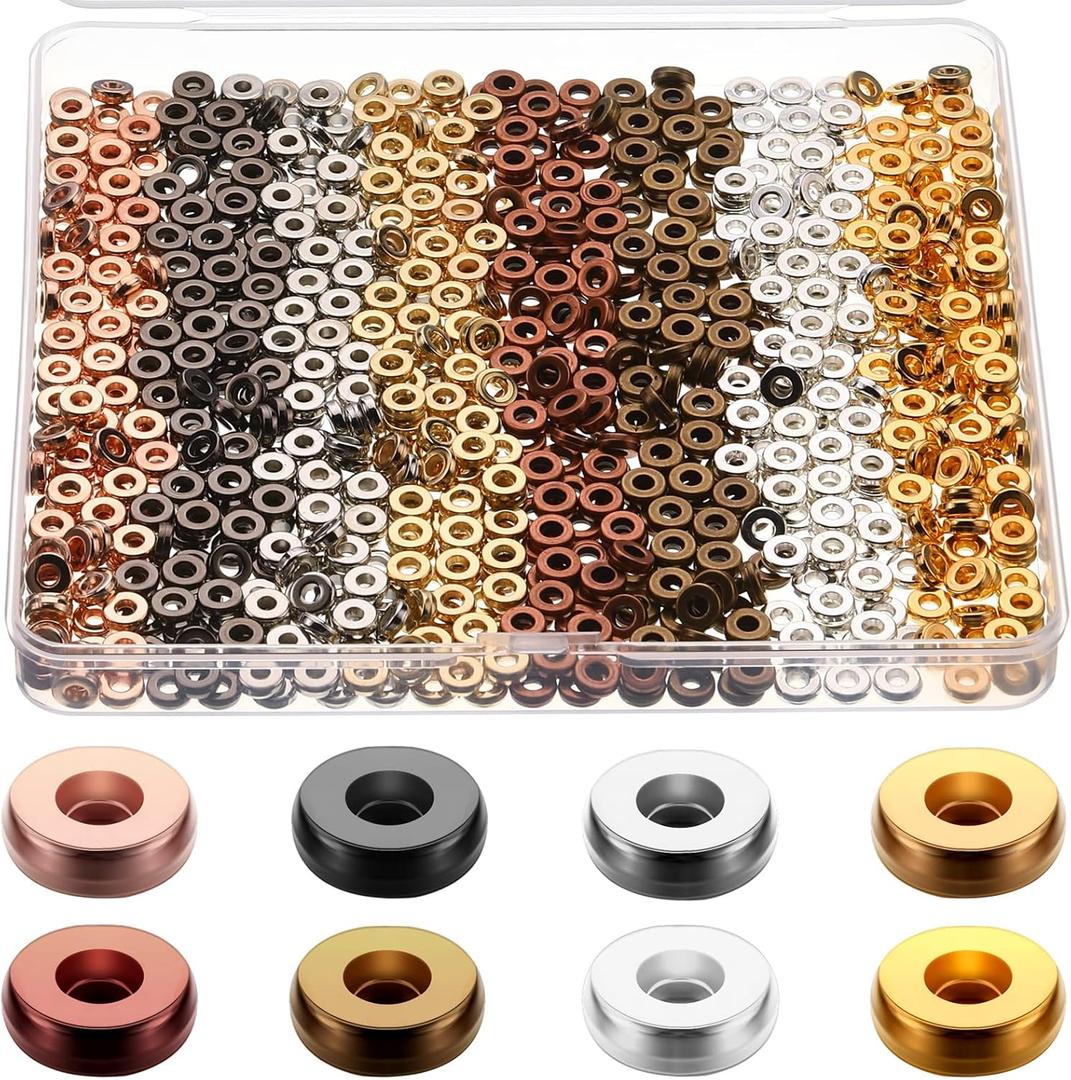 800 Pcs 6mm Flat Spacer Beads for Jewelry Making, Rondelle Disc Beads Bulk, Gold & Mixed Color Bead Spacers for Bracelets Necklaces DIY Crafts(Mixed Color)