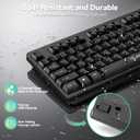 TECKNET Wireless Keyboard, 2.4G Silent Full-Size USB Keyboard with Number Pad, Ergonomic Keys & Adjustable Feet, Compatible with Laptop, PC, Desktop, Notebook, Windows 11/10/8/7 Black